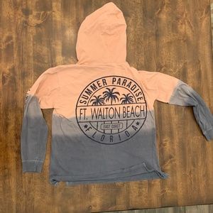 Ft. Walton Beach Hooded Long Sleeve T-Shirt Pink/Gray Ombre Small